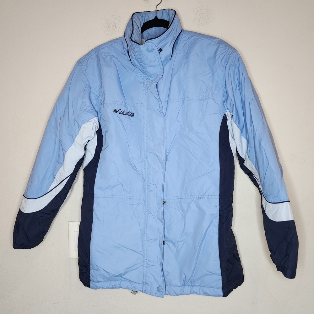 Columbia Insulated Light Blue Winter Jacket Coat Women's Medium Packable Hood
